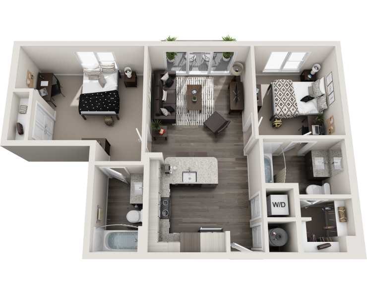 The Bradford - 2Br, 2Ba Floor plan