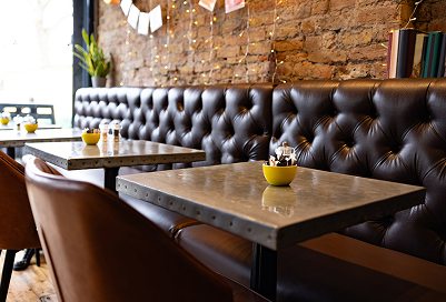 View of booth seating