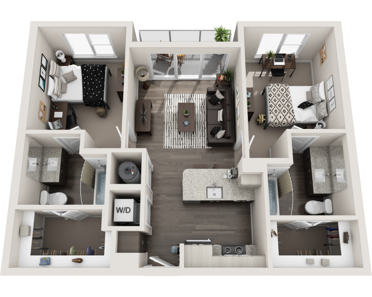 The Bexley - 2Br, 2Ba Floor plan