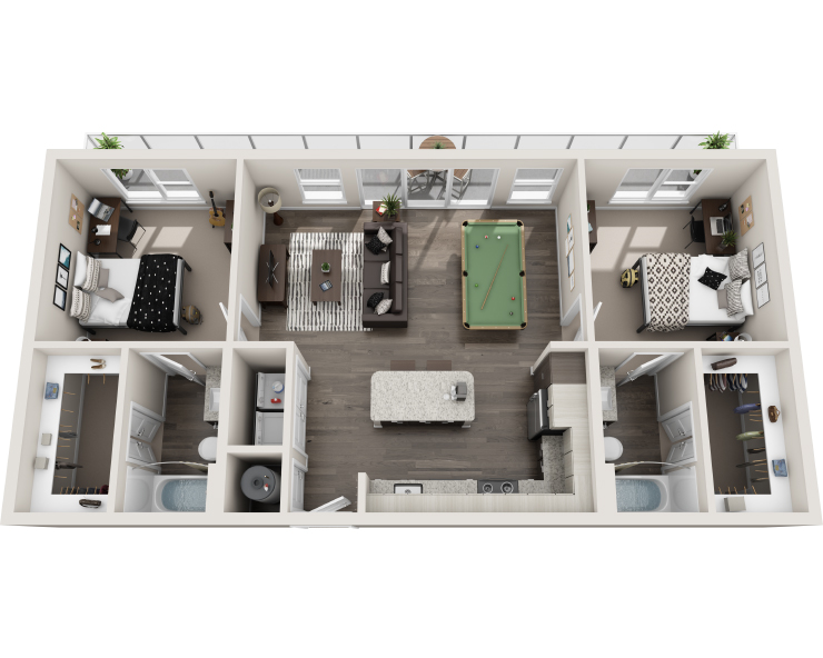 The Brookhaven VIP - 2BR, 2BA Floor plan